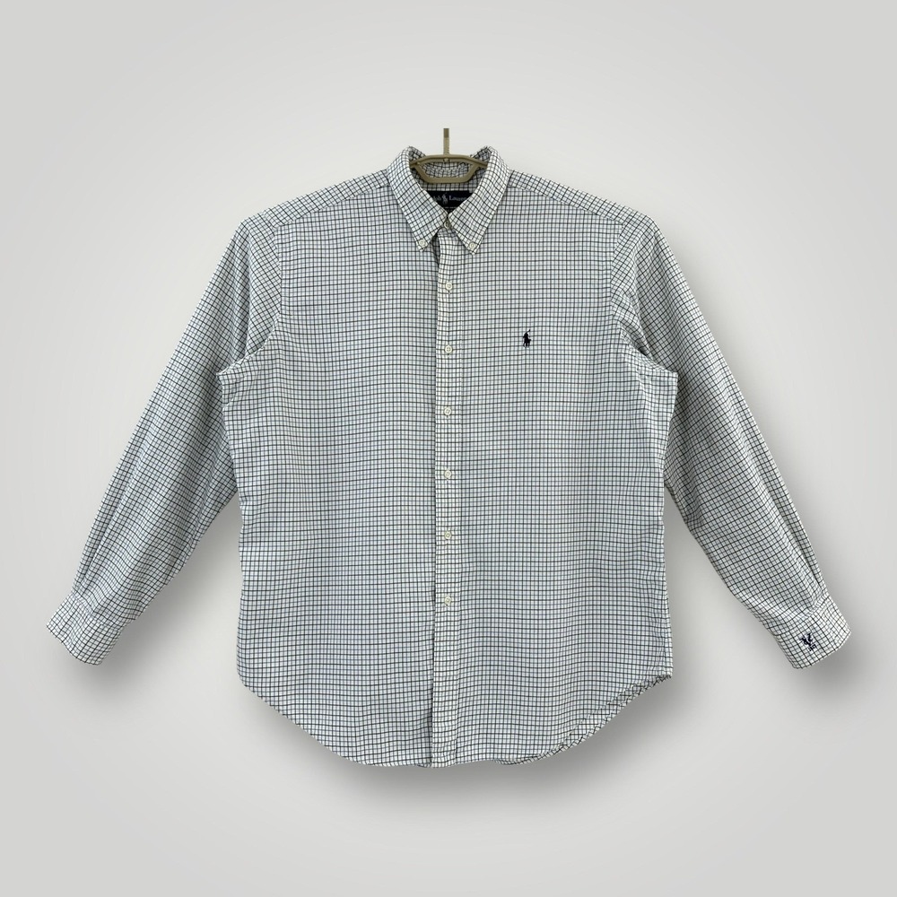 Ralph Lauren Shirt‎ Mens XL Blue White Plaid Classic Fit Button Down Valdosta CC - Picture 2 of 9